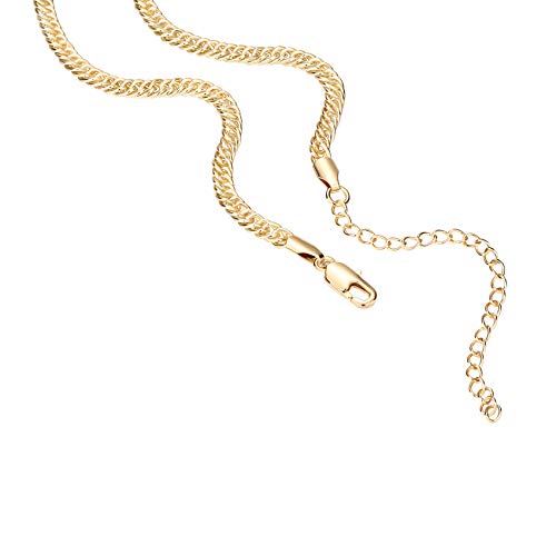 PAVOI 14K Gold Plated Curb Paperclip Box Sphere Bead Snake Herringbone and Figaro Chain Adjustable Necklace - style: Curb-2x