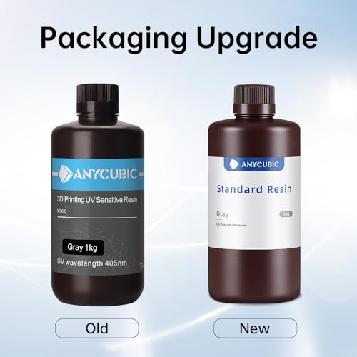 ANYCUBIC Upgraded 8K 3D Printer Resin, 3D Printing Resin with High Precision and Quick Curing & Excellent Fluidity for LCD 4K/6K/8K/12K 3D Printing (HD Grey, 1kg) - color: HD Gray, size: 1kg