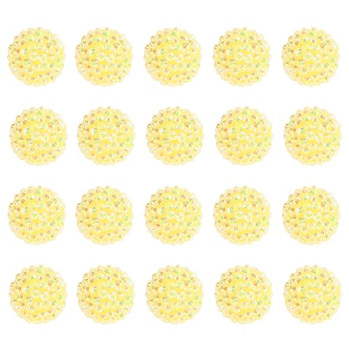 20mm Rhinestone Beads for Pens, 20pcs Chunky Large Spacer Bead for DIY Pens Phone Chain Keychain Candy Sparkle Bling Ball Beads Bulk(Yellow) - color: AB Yellow 20MM 20PCS, size: 20MM