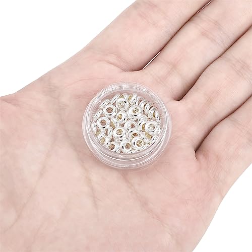 BEADIA Silver Plated Roudelle Spacer Beads 5x1.8mm 50pcs for Jewelry Making Findings Non Tarnish - color: Silver, size: 5x1.8mm Roudelle