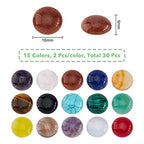 SUPERFINDINGS 30Pcs 15 Styles Natural Cabochon Gemstone 16mm Half Round Dome Flatback Quartz Stone for Necklace Jewelry Making DIY Craft Handmade - size: 16mm
