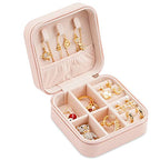 Neveika Portable Travel Mini Jewelry Box Leather Jewellery Ring Organizer Case Storage Gift Box Girls Women (pink). - color: pink
