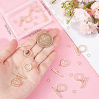 Beebeecraft 1 Box 10Pcs Toggle Clasp 18K Gold Plated Smooth Ring T-bar Closure End Clasps Connector Sets with 20Pcs Open Jump Rings for DIY Jewellery Making Necklace Bracelet - color: #6 10 sets