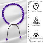 Amazing Gemstone Crystal Anklet Ankle Bracelets for Women - Waterproof Beaded Healing Crystal Anklets, Plus Size Chakra Gemstone Bead Anklet - color: Amethyst, style: Plain
