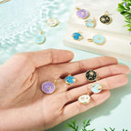 Craftdady Golden Plated Enamel Pendants White Oval Flat Round Dangle Charms for DIY Earrings Necklace Bracelet Making - color: Mixed Color-6 Styles
