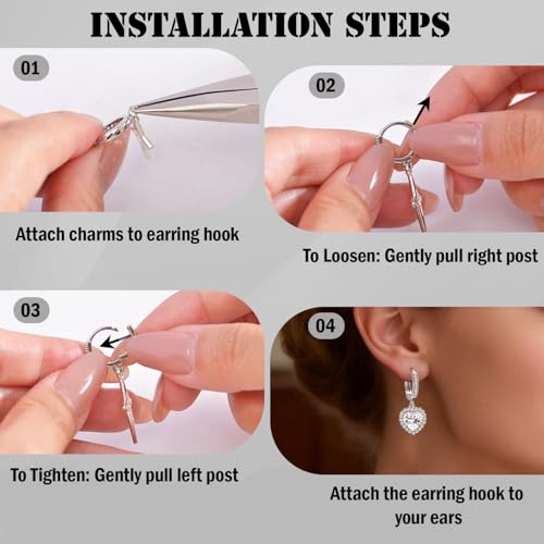 stino 16Pcs Cubic Zirconia Huggie Earring Hooks for Jewelry Making, Brass Earring Hoops Clasps, Leverback Findings & Supplies (White Gold Plated) - color: White Gold Plated