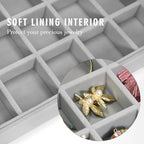 Siveit Velvet Jewelry Tray 48 Grid Jewelry Display Tray Organizer Box with Transparent Lid Rings Earrings Necklaces Pendants Display Box Suitable for Women and Girls (Grey) - color: Grey