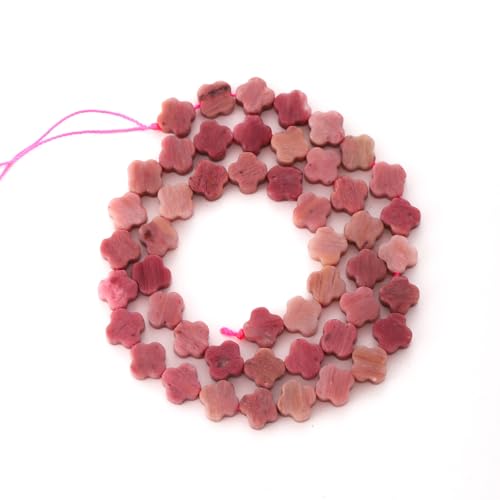 8mm Natural Red Wood Grain Gemstone Faceted Clovers Beads Four-Leaf Spacer Loose Beads for DIY Jewelry Making Beads - color: Red Wood Grain