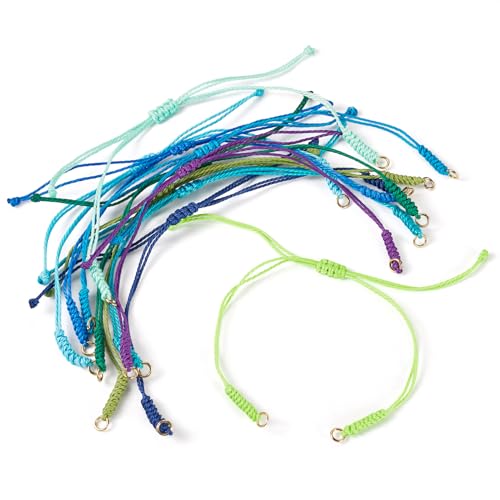 30Pcs Braided Adjustable Cord for Bracelet,Waxed Polyester Cord,Semi Finished Friendship Bracelet String,Adjustable Bracelet Knot Rope Handmade Braid String for Jewelry Making DIY Craft - color: 30pcs Waxing Color