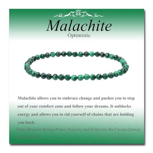MASSIVE BEADS Natural Genuine Gemstone Beads Healing Crystal Chakra Reiki Jewelry Faceted Round Beads Bracelets 3mm - color: Malachite