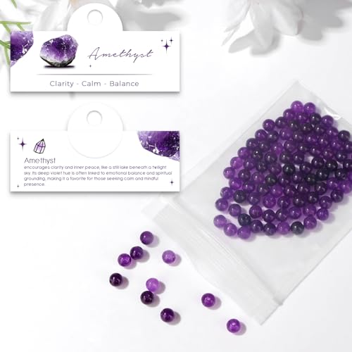 Raicegs 100pcs 6mm Amethyst Beads Natural Gemstone Beads Round Loose Beads for Jewelry Making DIY Bracelets Necklace - color: Amethyst, size: 6mm Round