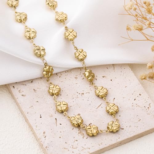 GTVOODX 18k Gold Plated Soldered Jewelry Making Chains 6.6 Ft Four Leaf Clover Stainless Steel Handmade Bulk Chain Roll for DIY Jewelry Necklace Bracelet Making with Jump Rings and Lobster Clasps - color: Gold Four Leaf Clover