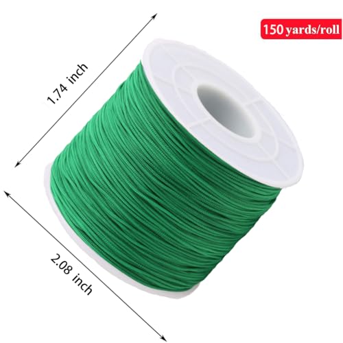 0.5mm 150Yards Nylon String Cord Braided Beading Thread for DIY Crafts Friendship Bracelets Pendant Chinese Lucky Knotting Macrame Necklaces,Jewelry Making (Green) - color: Green, size: 0.5MM