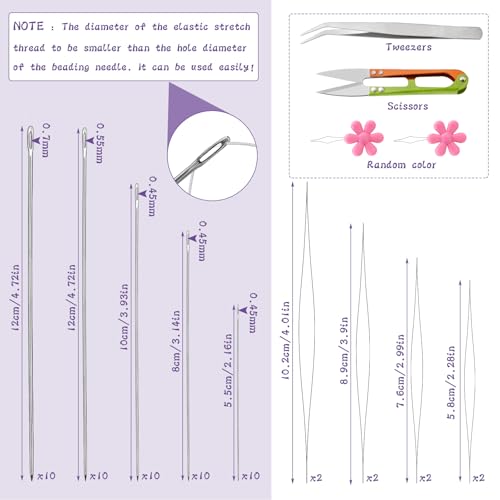 58 Pcs Beading Needles for Jewelry Making, Big Eye Beading Needles Ultra-Thin Stainless Steel Craft Seed Bead Needles, Flexible Eye, Perfect for Beading, Embroidery & DIY Crafts - style: 58 Pcs