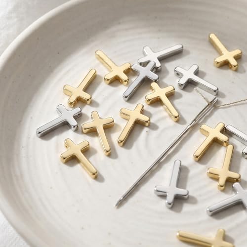 20 Pcs Cross Charms for Jewelry Making, Religious Cross Beads for Bracelets, Crosses for Jewelry Making, Bracelets, Necklaces, DIY Crafts (Rose Gold, Silver) - color: 20pcs, 8x13mm, Gold, Silver