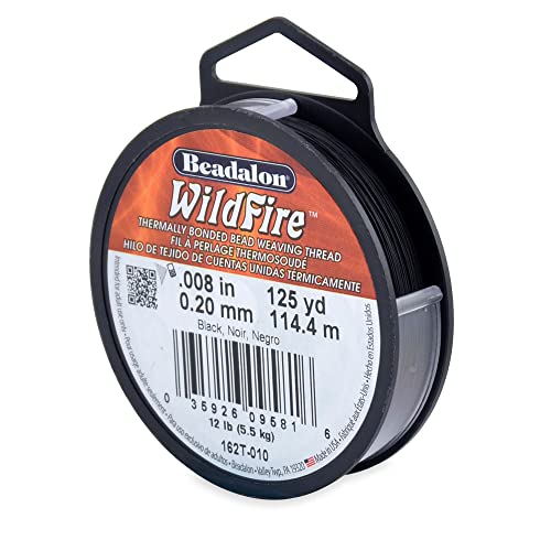 Beadalon Wildfire Ultra - Beading Thread, Beading Supplies for Crafters, Jewelry Makers, Beaders. Braided Fishing Line - size: 0.008 in / 125 yd, style: Black