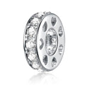 925 Sterling Silver Spacer Charm Bead with Clear CZ for Pandora Charms Bracelets - color: Clear Heart