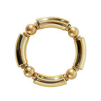 LALAPPLE Gold Plated Beaded Acrylic Bamboo Tube Bangle Bracelets for Women, Colorful Chunky Curved Tube With Gold Plated Pieces Beads Stretch Bracelet Friendship Summer Beach Jewelry - color: N-gold