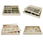 Top Lid for Large Beige Premium Quality Velvet Jewelry Display Box Tray Stackable Practical Trade Show Home Store Glass Lid - color: Glass Lid