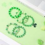 Emibele Colorful Stretch Bracelet Stack Boho Beaded Bracelet Set Heishi Surfer Bracelet Stackable Y2K Trendy Jewelry Friendship Multiple Set Women Fans - style: Green 5PCS