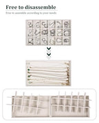 Stackable Jewelry Organizer Trays with Removable Dividers, 2-Tray Beige Jewelry Drawer Organizer Set for Earrings, Necklaces, Rings & Bracelets Gift for Her