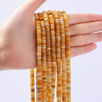 Natural Yellow Jade Disk Stone Spacer Beads 6x2mm 38cm/str Flat Rondelle Loose Semi Gemstone Caps for Making Bracelets Necklace - color: Yellow Jade
