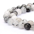 90pcs Adabele Natural Black Quartz Rutilated Healing Gemstone 4mm (0.16 inch) Small Round Beads Gem Stone Spacer for DIY Craft Jewelry Making GY17-4 - color: Black Quartz Rutilated, size: 4mm (90pcs/1 Strand)
