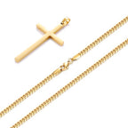 Fiusem Easter Basket Stuffers Cross Necklace for Men and Women, 14K Gold Plated Mens Cross Necklaces with 3.5mm Cuban Chain, Stainless Steel Pendant Chain 16-24 Inches - size: 18 Inches, style: Big gold cross:2.1"*1.2"