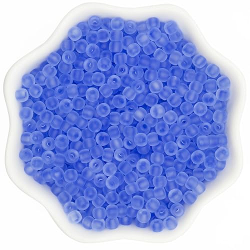 4mm Frosted Glass Beads Bulk, 500pcs Small Round Beads for Jewelry Making, 6/0 Colored Glass Seed Beads for Friendship Bracelet, Pendants, Key Chains, Necklaces, Hairpins(Royal Blue - color: Royal Blue, size: 4mm