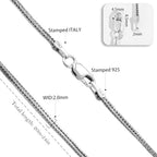 Solid 925 Sterling Silver Necklace For Men, wide 2-3-4mm Rope Link Chain Necklace For Women Mens With Lobster Clasp, Gifts For Him 18 20 22 24 Inch - size: 18 Inch, style: 2MM (Sterling Silver)