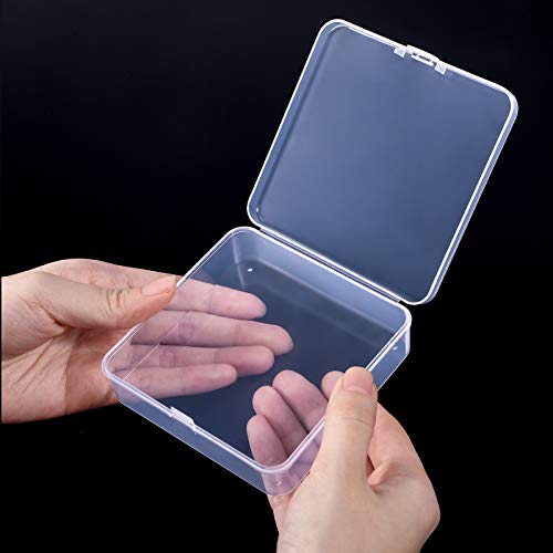 Jetec 6 Pieces Mini Plastic Clear Beads Storage Containers Box for Collecting Small Items, Beads, Jewelry, Business Cards, Game Pieces, Crafts (3.7 x 3.7 x 1.2 Inch) - size: 3.7 x 3.7 x 1.2 Inch