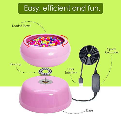 Xmada Electric Bead Spinner - Bead Spinner with 2PC Beading Needles and Seed Beads, Waist Beads Kit, Bead Spinner for Jewelry Making, Electric | Speed Adjustment Beading Tools (Pink) - color: Pink