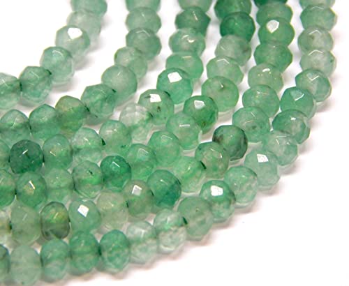 Perlin Agate & Jasper Gemstone Strand Beads 4 mm Rondelle 110 Pieces Jewellery Beads Semi-Precious Stone for Jewellery Necklace Bracelet Earrings (Light Green Agate) - color: Light green agate
