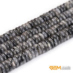 GEM-Inside 2x6mm Natural Black Larvikite Stone Heishi Disc Rondelle Spacer Beads for Jewelry Making Full 15" Strand Energy Stone Healing Power Crystal - color: Black Larvikite