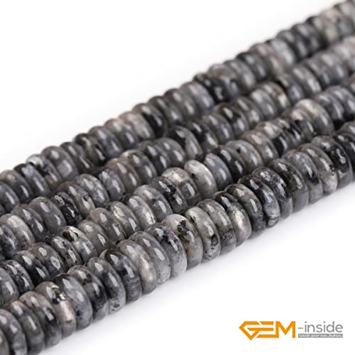 GEM-Inside 2x6mm Natural Black Larvikite Stone Heishi Disc Rondelle Spacer Beads for Jewelry Making Full 15" Strand Energy Stone Healing Power Crystal - color: Black Larvikite