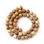 6mm 60pcs DIY Natural Brown Picture Stone Beads Round Healing Crystal Gemstone Loose Beads for Jewelry Making Handmade Bracelet Necklace - color: Brown Picture, size: 6mm