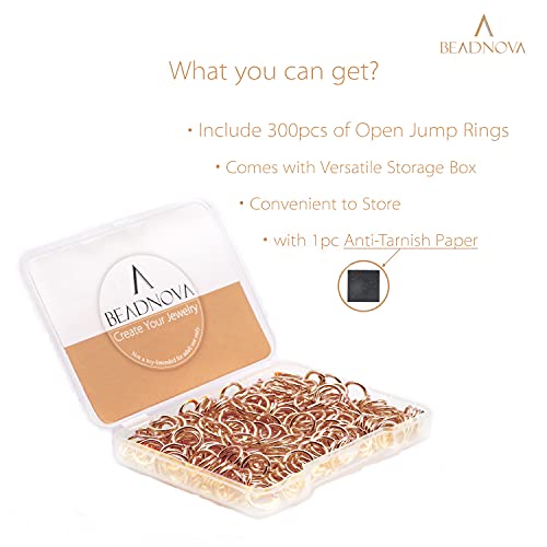 BEADNOVA 8mm Open Jump Rings Rose Gold Jump Rings for Jewelry Making and Keychains (300Pcs) - color: Rose Gold, size: 8mm