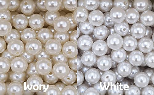 INSPIRELLE 1200pcs 8mm White Art Faux Pearl Beads ABS Round Loose Spacer Beads for DIY Craft Necklaces Bracelets Jewelry Making - color: White, size: 8mm