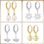 JUNCHONG 12Pcs Earring Hooks, Round Small Huggie Hoop with Loop Ear Leverback Hooks, Hypoallergenic 14mmx2mm Earring Findings for Jewelry Making, Silver - color: Silver