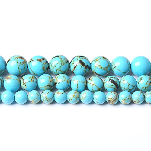 4MM Blue Shell Turquoises Round Loose Beads Natural Gem Beads Crystal Energy Stone Beads for Jewelry Making DIY Bracelet Necklace - color: Blue Shell Turquoises, size: 4mm