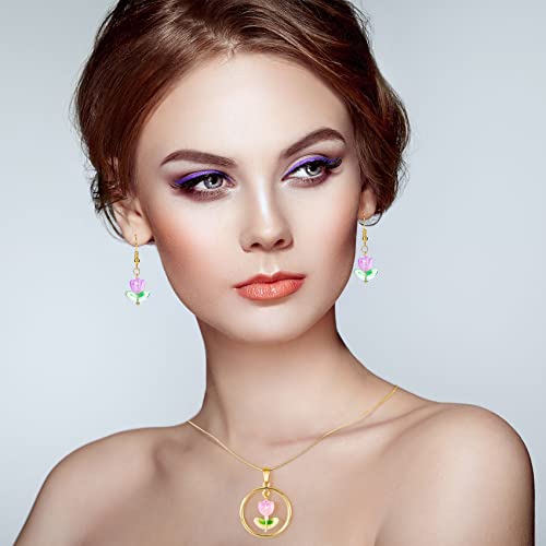 PAGOW 320PCS Tulip Flower Beads Glass Translucent Bracelet Beads Colorful Handcrafted Crystal Loose Glass Beads for Spring Summer DIY Jewelry Making Gifts - color: Tulip-320pcs Bright Colors