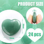 Patelai 24 Pcs Green Aventurine Heart Crystals Green Heart Shaped Worry Stones for Stress Relief, Mental Health Month, Reiki Balancing, Mini Pocket Gemstones Valentines Gift with Black Flannelette Bag - color: Green