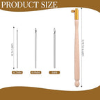 Tambour Embroidery Micro Crochet Hook Wood Handle with 3 Needles Tambour Crochet Hooks Embroidery Kit Beads Latch Beaded Needle French Drum Hooks for Sequin Beading Knitting DIY Sewing