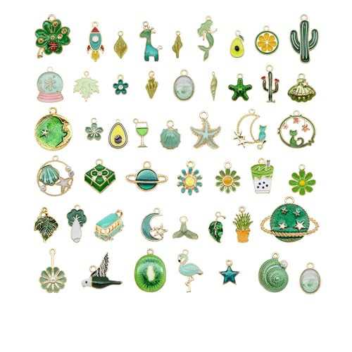 30pcs Mixed Enamel Charms Pendants for Jewelry Making Bulk lot Necklace Earrings Bracelet Craft Findings - color: Green