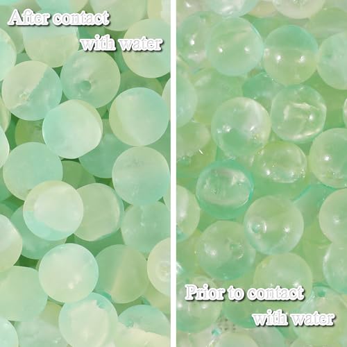 100Pcs Glass Beads 10mm Round Moon Frosted Cracked Water-Activated Transparent Glazed Beads, Ideal for DIY Bracelets Necklaces Phone Charms Craft Supplies (Green) - color: Green