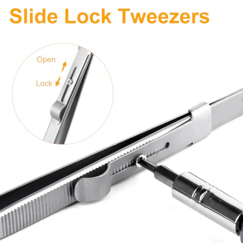 6 Pack Diamond Stone Tweezers Set, Stainless Steel Precision Jewelry Tweezers, Gemstone Grabber Pickup Tool for Crafts Beads