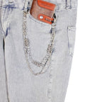 Layered Punk Pants Chain for Men Women, Gothic Hip Hop Jean Chain Wallet Chain Biker Trouser Chain, Goth Emo Fashion Keychain Accessories - color: 2L-Silver Twisted