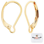 Beebeecraft 1 Box 50Pcs Leverback Earring Findings 24K Gold Plated Stainless Steel Interchangeable French Earring Hooks 16X10mm Dangle Ear Wire Clip for Jewelry Making - color: 16x10mm Gold Leverback Earring