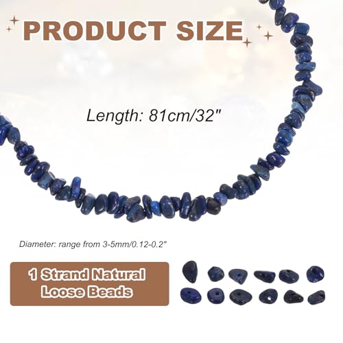 MECCANIXITY 310 Pcs Natural Drilled Lapis Lazuli Gemstone Chips Bulk 3mm to 5mm Dia. Irregular Tumbled Crystal Chip Beads for Jewelry Making Craft Supplies (Dark Blue) - color: Lapis Lazuli, size: 3-5mm
