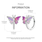 LAZA 925 Sterling Silver Hoop Earrings for Women, Sterling Silver Butterfly Hoops Colorful Flowers Hoop Huggie Earrings Hypoallergenic Jewelry Gifts for Women - color: Butterfly Earring